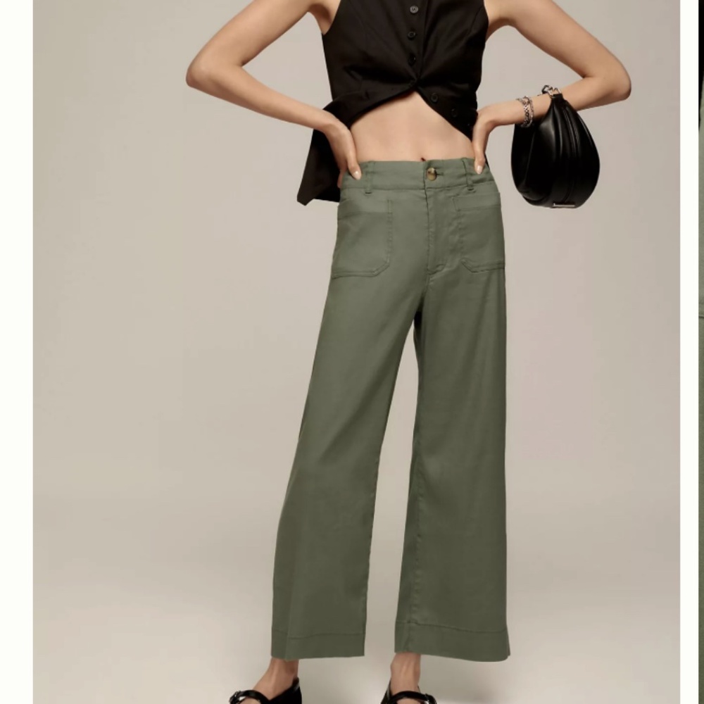 Anthropologie/The Colette Cropped Wide-Leg Pants by Maeve: Linen Edition